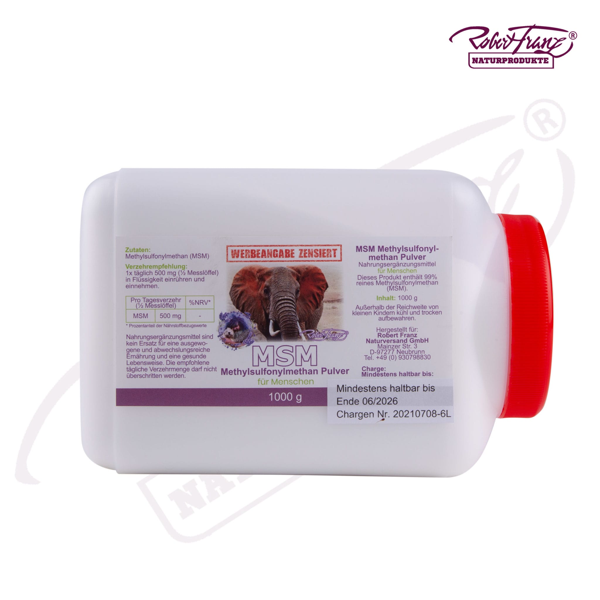 Hier klicken und das Robert Franz MSM Pulver ansehen